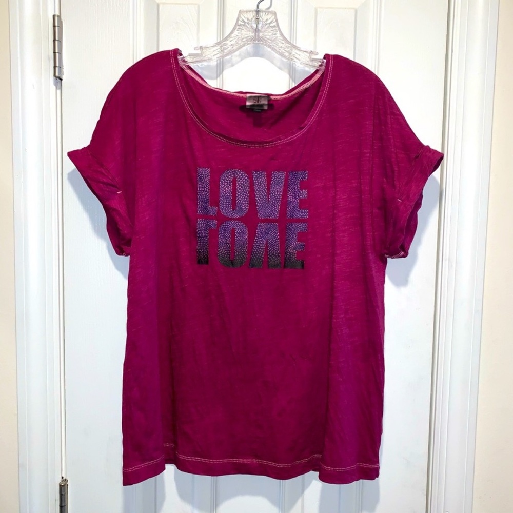 NEW! CABI Love Tee style #5924, dyed burgundy, size XL GORGEOUS!